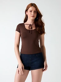Stretch scoop neck top