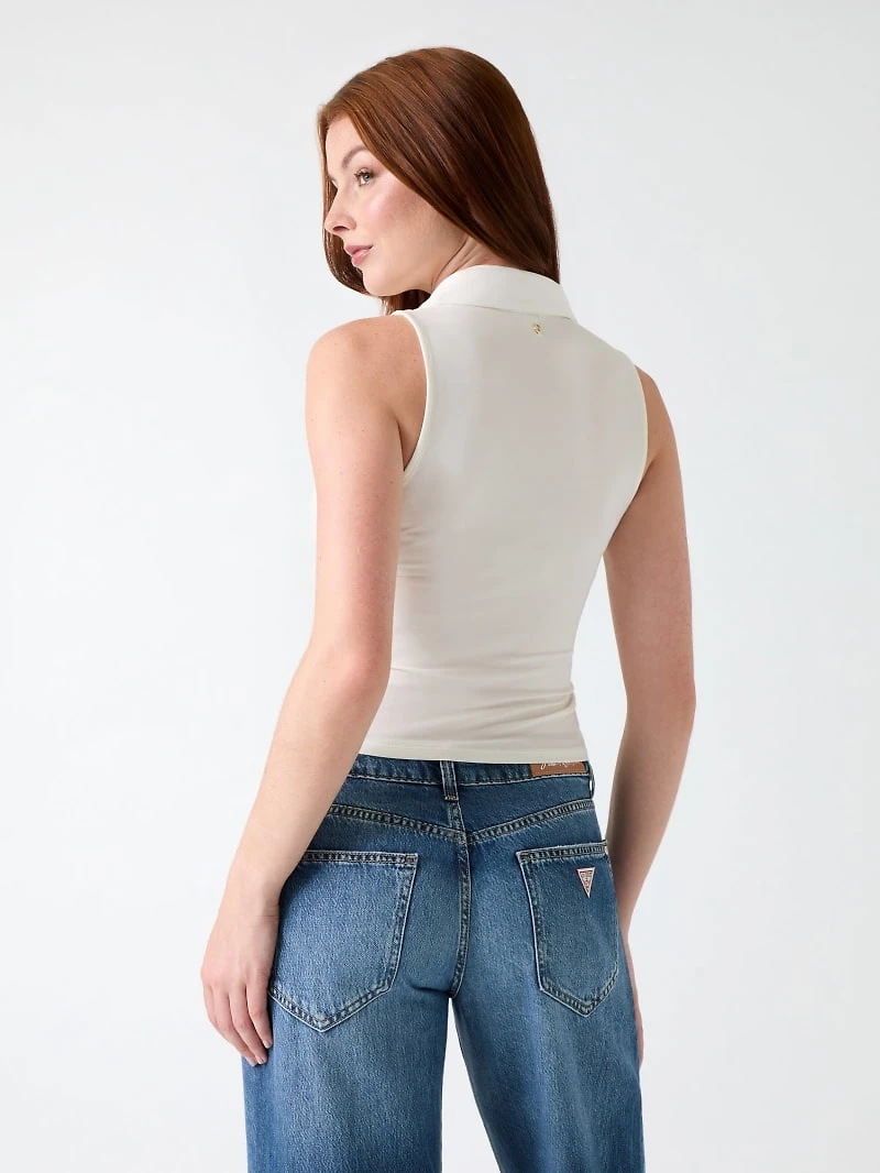 Sleeveless smocked top