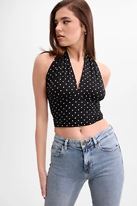Printed halter-neck top