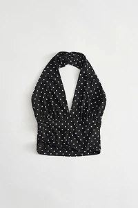Printed halter-neck top