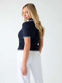 Cable-knit polo
