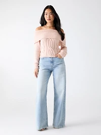 Off-shoulder wool-blend sweater