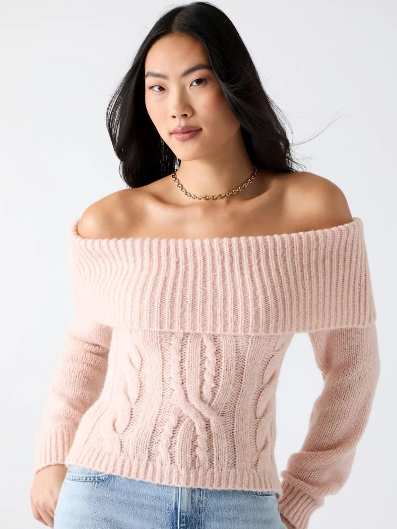 Off-shoulder wool-blend sweater