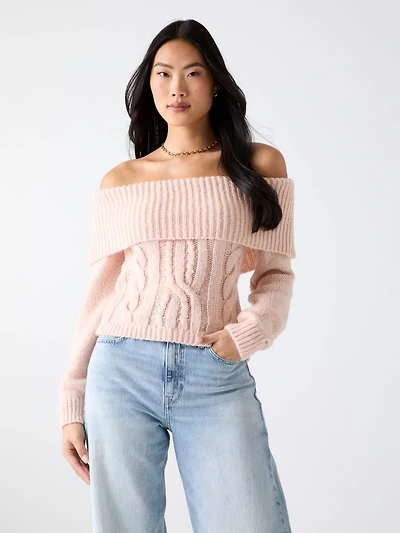 Off-shoulder wool-blend sweater