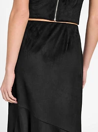 Suede long skirt