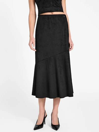 Suede long skirt