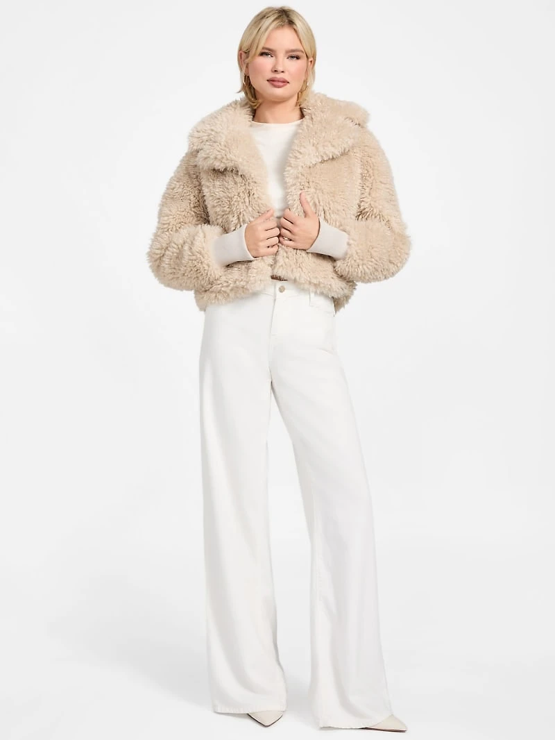 Flavie Teddy Faux-Fur Cropped Jacket