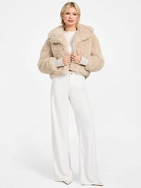 Flavie Teddy Faux-Fur Cropped Jacket