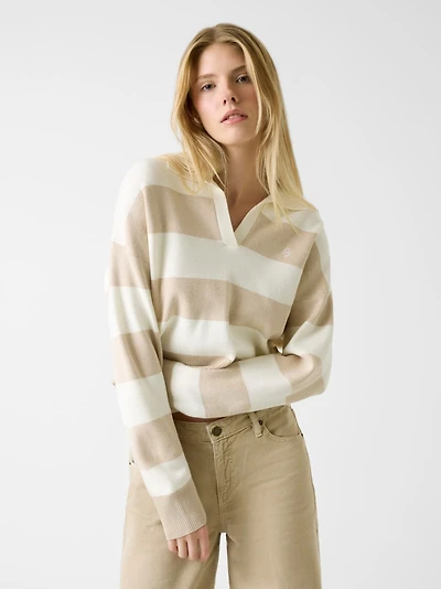 Striped polo sweater