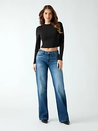 Studded mid rise jeans