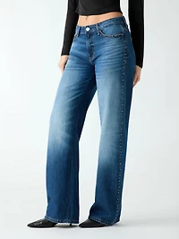 Studded mid rise jeans
