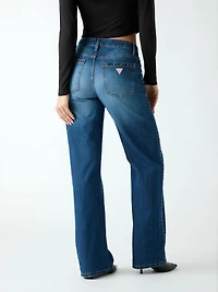 Studded mid rise jeans