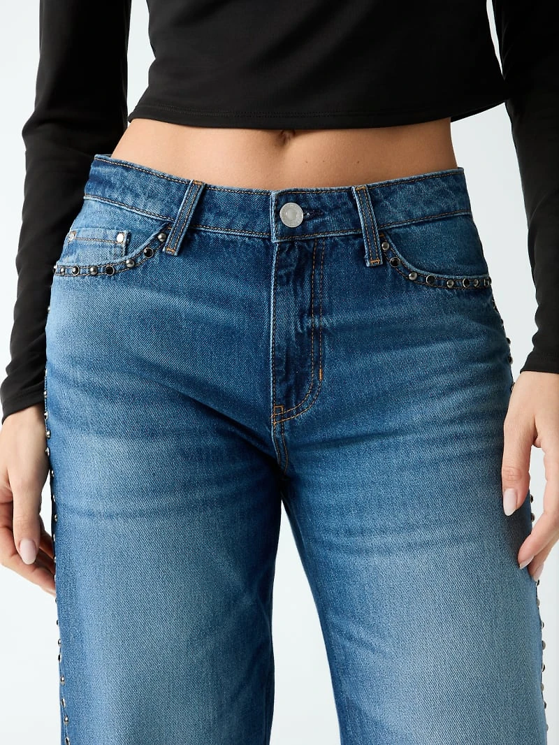 Studded mid rise jeans