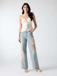 Flowers wide-leg jeans