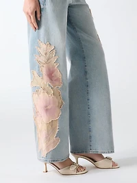 Flowers wide-leg jeans