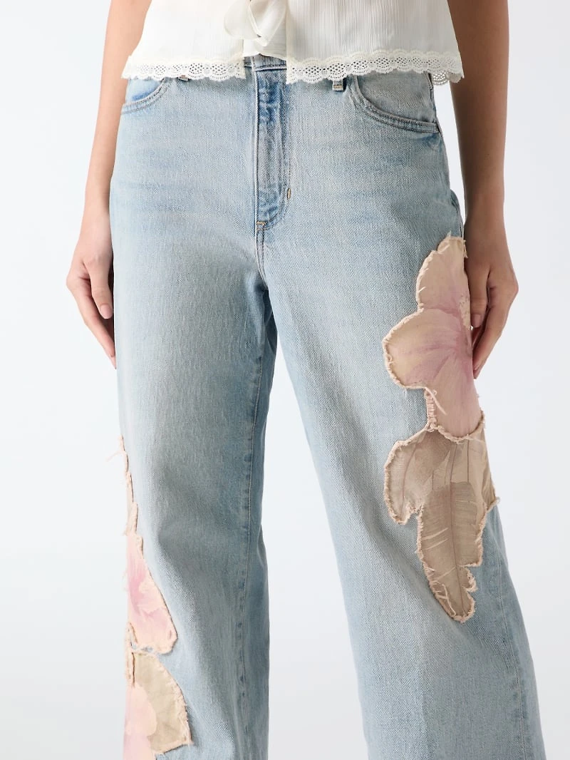 Flowers wide-leg jeans