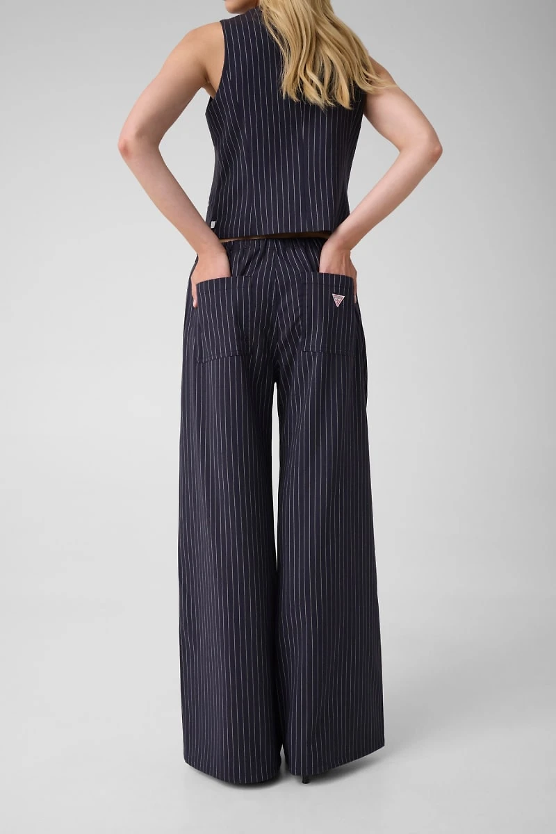 Pinstriped wide-leg pants
