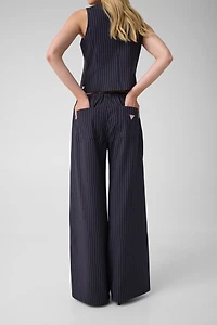 Pinstriped wide-leg pants