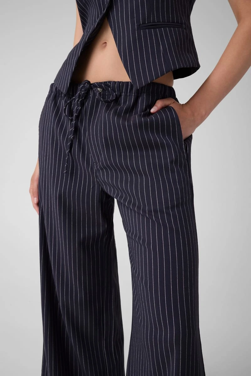 Pinstriped wide-leg pants