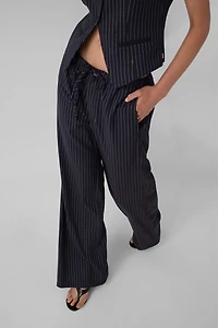 Pinstriped wide-leg pants