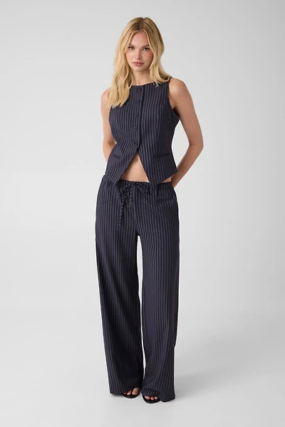 Pinstriped wide-leg pants