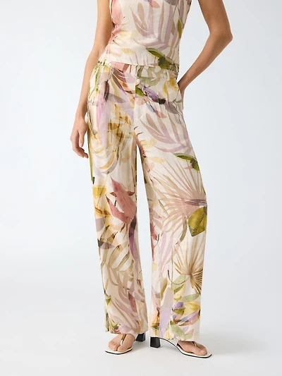 Linen-blend pants