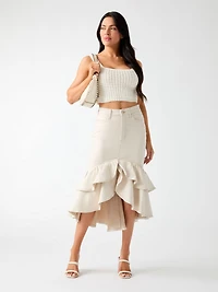 Ruffled denim skirt