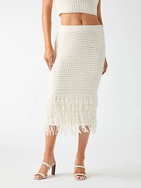 Fringed midi skirt