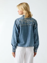 Embroidered denim shirt