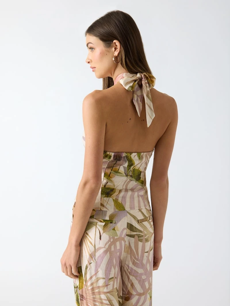 Linen-blend top