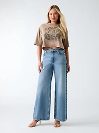 Cropped printed t-shirt