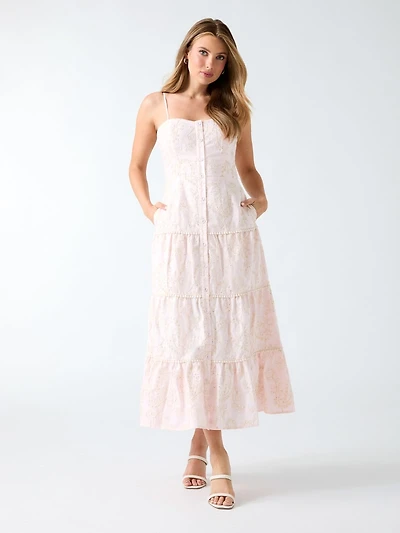 Embroidered midi dress