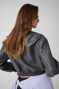 Faux leather bomber jacket