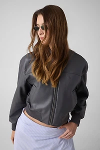 Faux leather bomber jacket