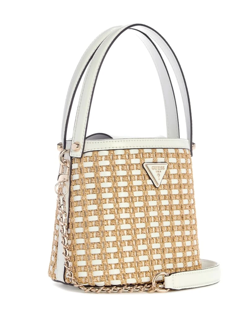 Atalia Raffia Crossbody Bucket Bag