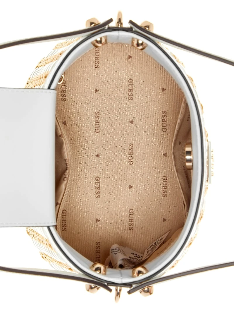 Atalia Raffia Crossbody Bucket Bag