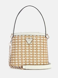 Atalia Raffia Crossbody Bucket Bag