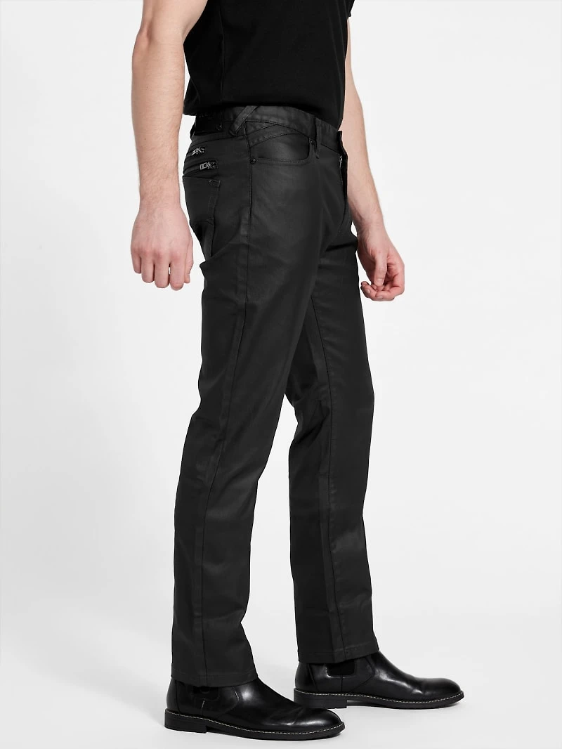 Harlem Ultra-Slim Coated Zip Jeans