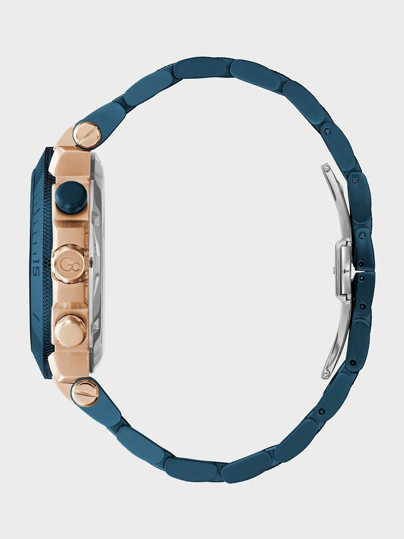 Gc Blue and Gold-Tone Chronograph Watch