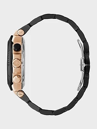 Gc Black and Rose Gold-Tone Chronograph Watch