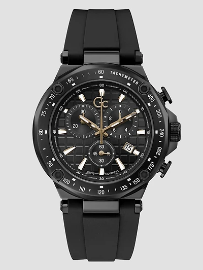 Black Silicone Sport Chronograph Watch