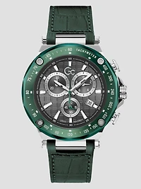 Green Leather Chronograph Watch