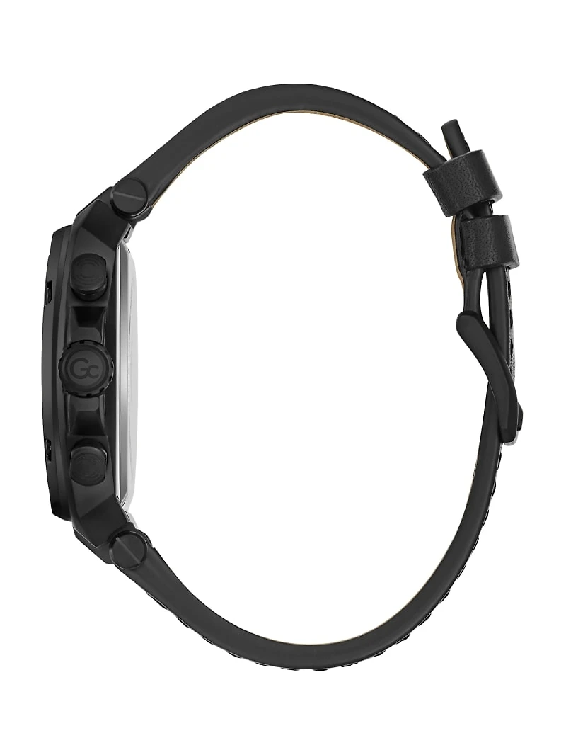 Gc Black Leather Chronograph Watch
