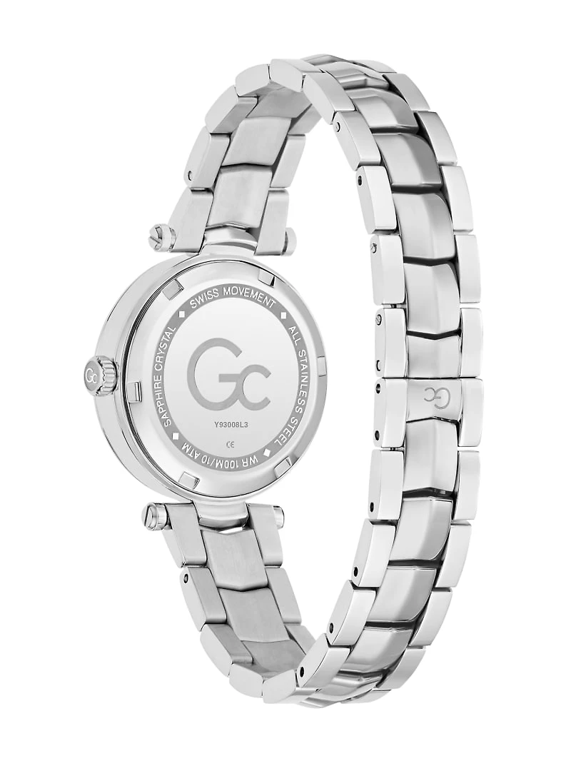 Gc Silver-Tone and Pink Analog Watch