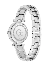 Gc Silver-Tone and Pink Analog Watch