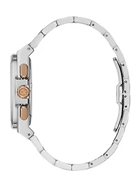 Silver-Tone and Black Chronograph Watch