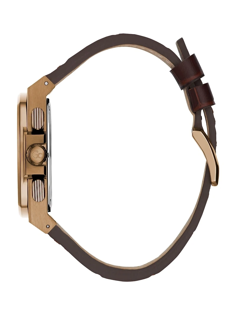 Gc Green and Leather Chronograph Watch