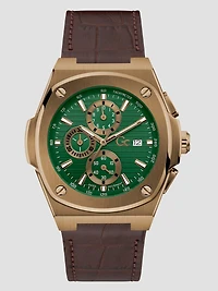 Gc Green and Leather Chronograph Watch
