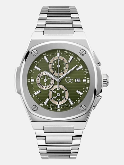 Gc Silver-Tone Chronograph Watch