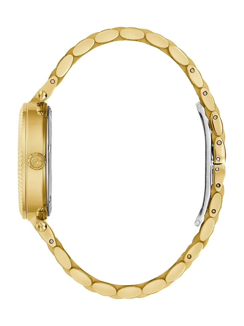 Gc Gold-Tone and Green Analog Watch